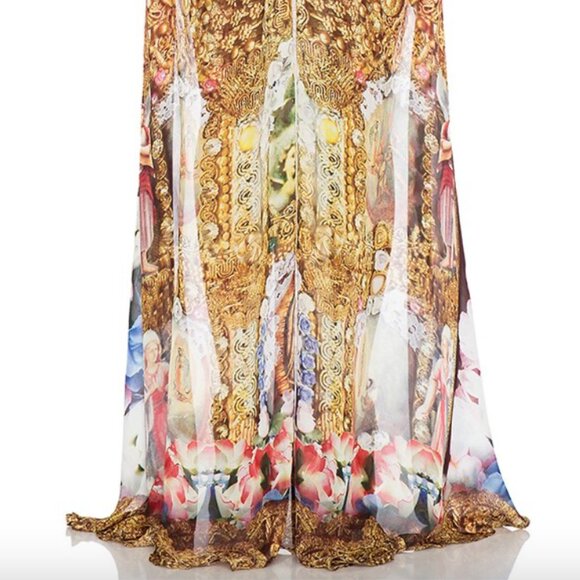 Camilla Sheer Overlay Dress, High-Low Maxi Dress, Multicolor Statement Piece - Picture 3 of 8
